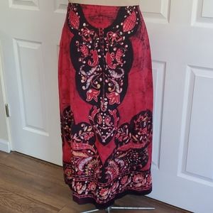 Gorgeous fuchia wax print batik skirt boho